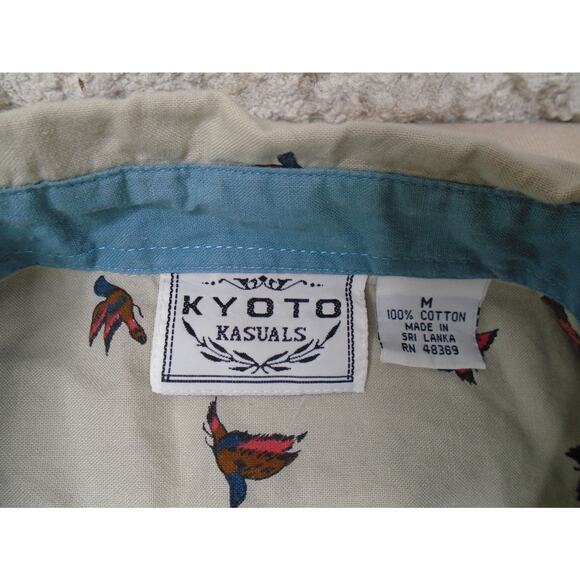 Kyoto Kasuals Shirt Womens Medium Ivory Bird Print Button Up Long Sleeve - Picture 3 of 10